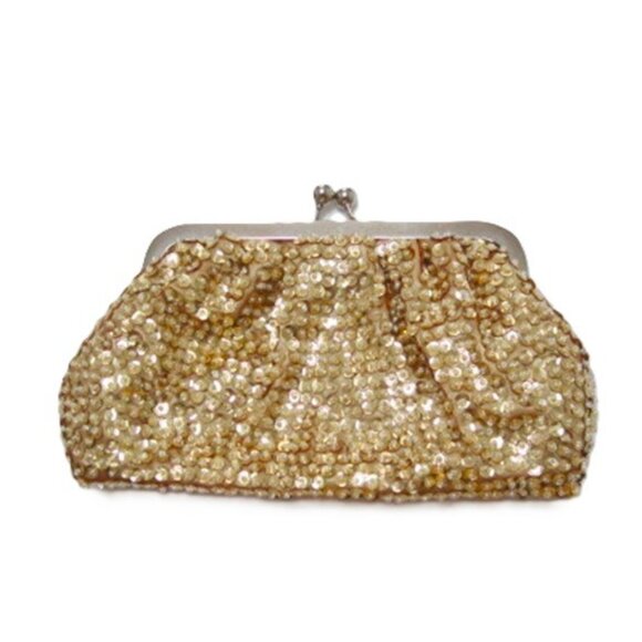 Gold Sequin Beaded Bag Evening Formal - Picture 2 of 6